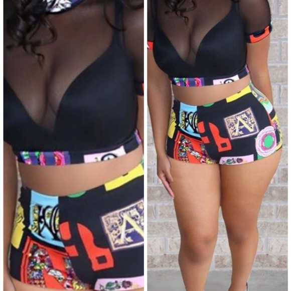 🆕NWT Mesh Cropped top & shorts set - Picture 2 of 4